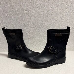 Coach Darkest Blue Faint Black Rubber Rain booties 6